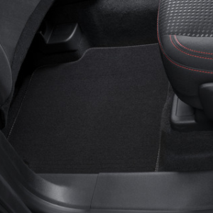 Talne preproge Premium Velur spredaj in zadaj, črne z dvojnimi sivimi šivi